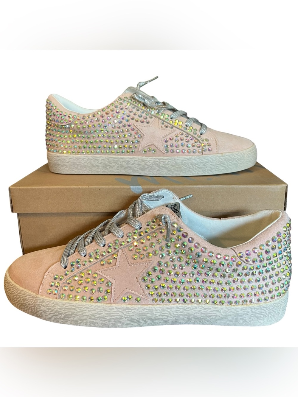 Mi.iM Joann Rubber Sole Lace Up Rhinestone Star Sneaker in Pink Size 8.5